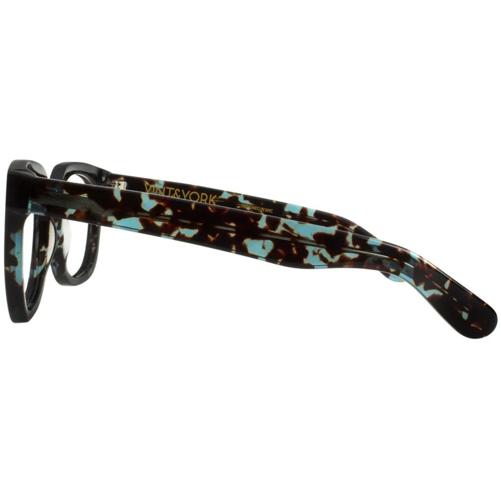 Vint & York “Ritzy” Eyeglass Frames Dark Brown Tortoise & Turquoise Blue - Picture 3 of 16